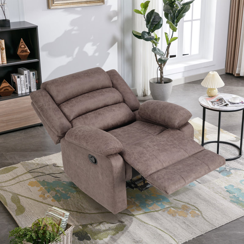 Fauteuil inclinable manuel rembourré de 38 po de largeur Jerneshia, Gris taupe