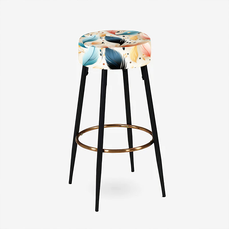 Ensemble de 2 tabourets de bar abstraits à plumes bleu et beige