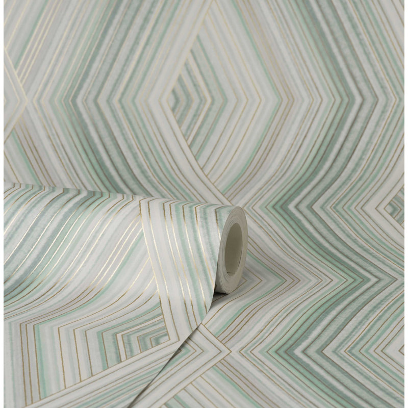Olga 10.05m x 55cm Semi-Gloss Wallpaper Roll, Green