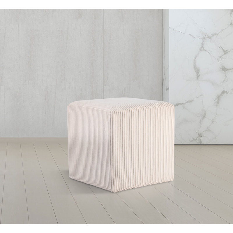 Roy Baber Upholstered Ottoman, Beige Microsuede Fabric