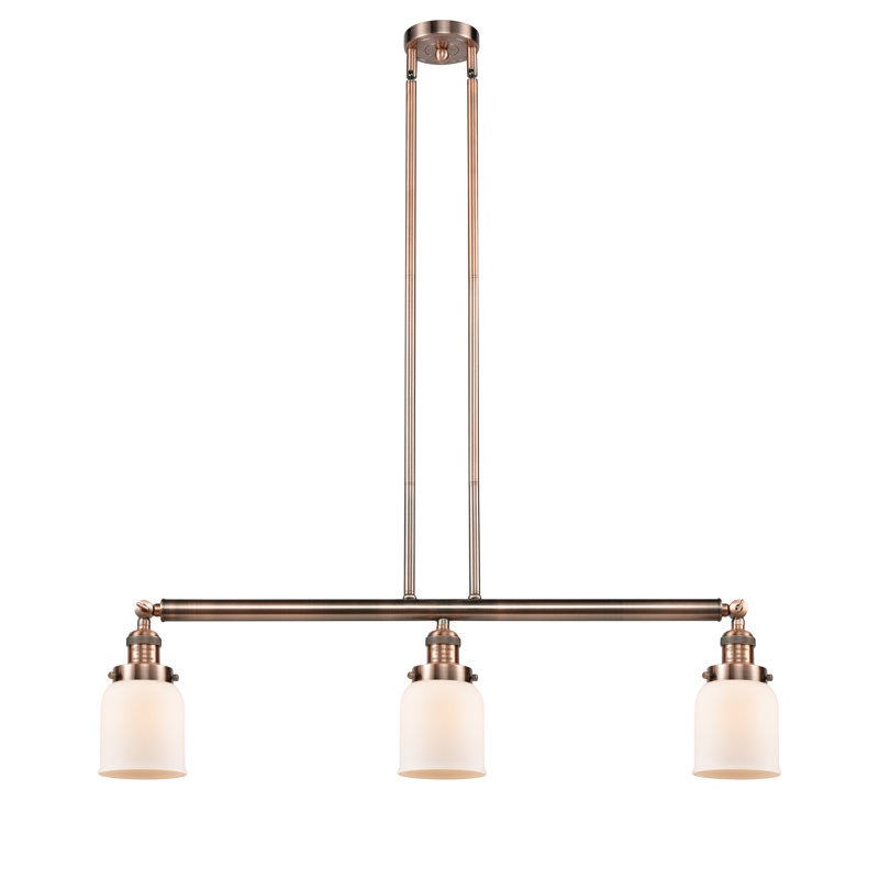 Tom 3 - Light Kitchen Island Pendant, No Bulb Included, Matte White Cased, Antique Copper