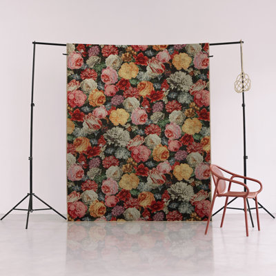 Tapis décoratif moderne multicolore à motif floral et rose