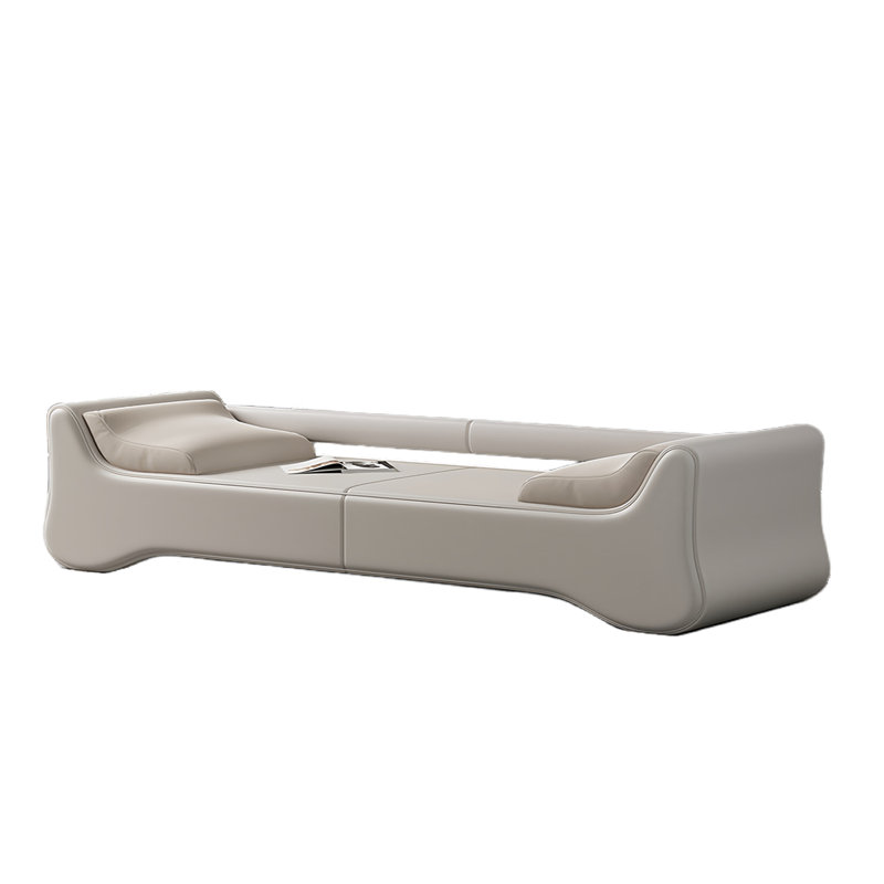 Banc rembourré en cuir Stochmal Match, Blanc cassé, H 21,25 po x l 70,86 po x P 19,68 po