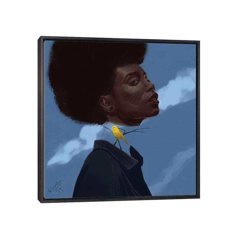 « Canary » par Adekunle Adeleke-reproduction d’art, Pas de tapis, H 37 po x l 37 po x P 1,5 po, Toile avec cadre noir patiné