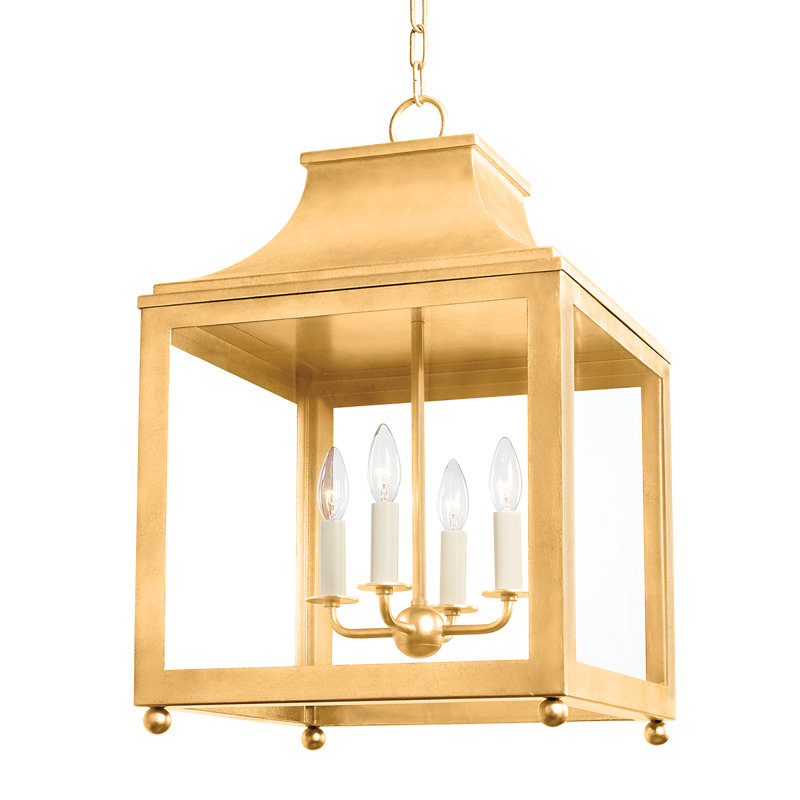 Leigh 4-Light Foyer Pendant, 18.63" H x 11.5" W x 11.5" D, Vintage Gold Leaf, Clear
