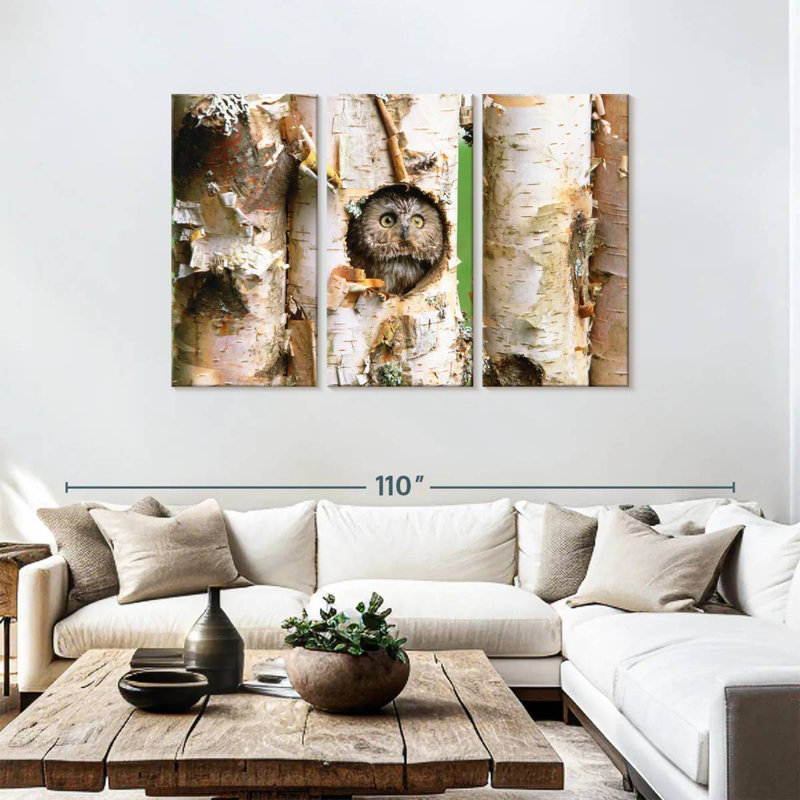 Brampt Owl In Tree Hole, 48" H x 74" W