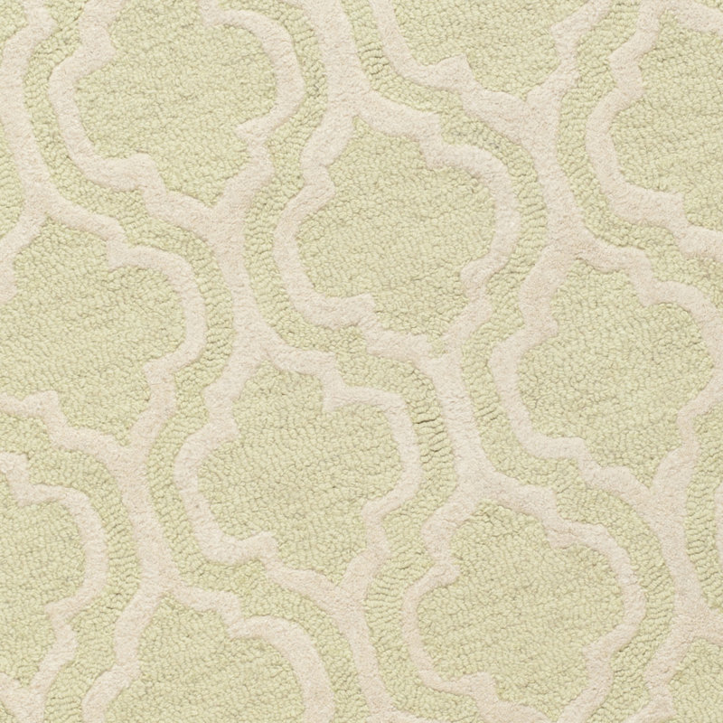 Handmade Light Green and Ivory Tufted Wool Round Rug