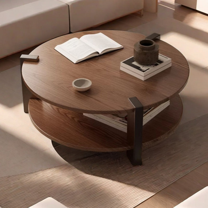 Table basse ronde en bois massif, H 17,71 po x L 39,37 po x l 39,37 po