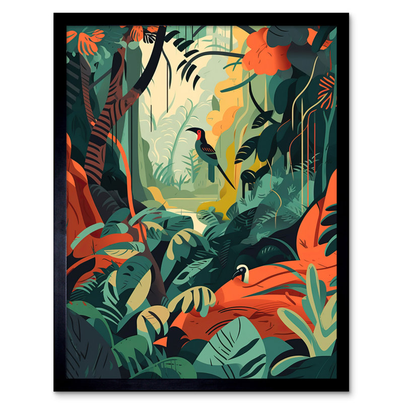 Southglenn Amazon Rainforest Diverse Flora And Tropical Birds - Single Picture Frame Print
