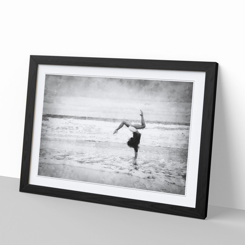 Beach Gymnastics - Picture Frame Painting, Black Framed, 27cm H x 36cm W x 2cm D