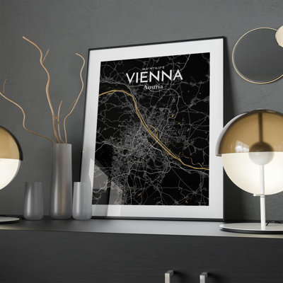 Vienna City Map In Luxe - No Frame Print