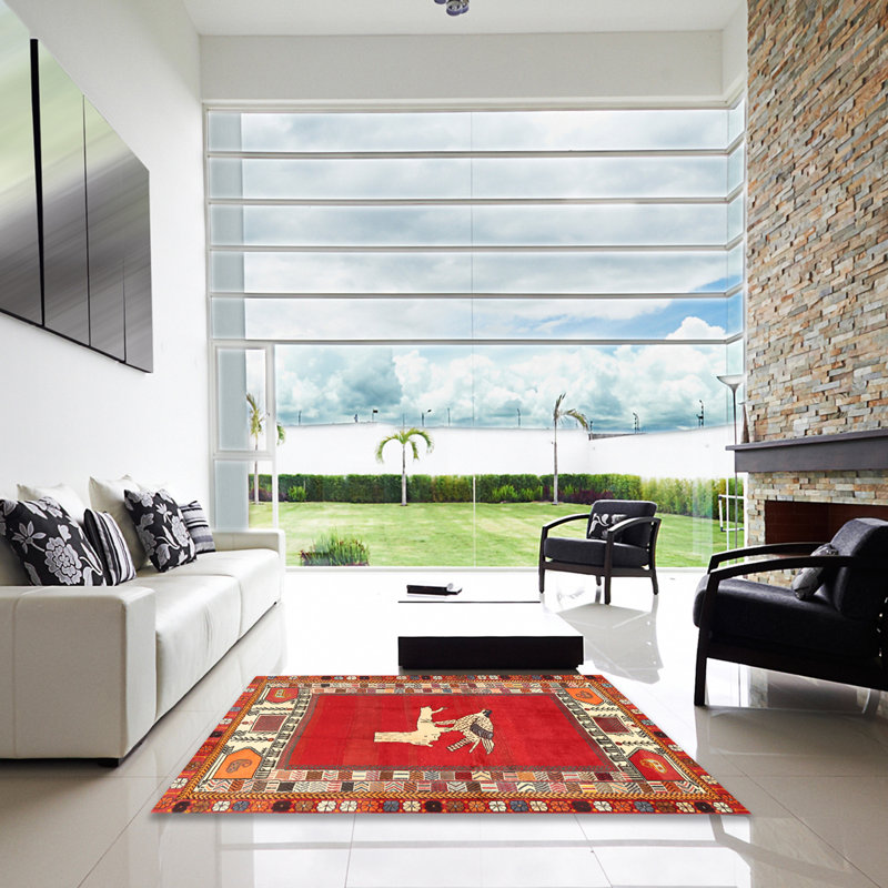 Tapis rouge à motif sud-ouest, Carré 6 pi