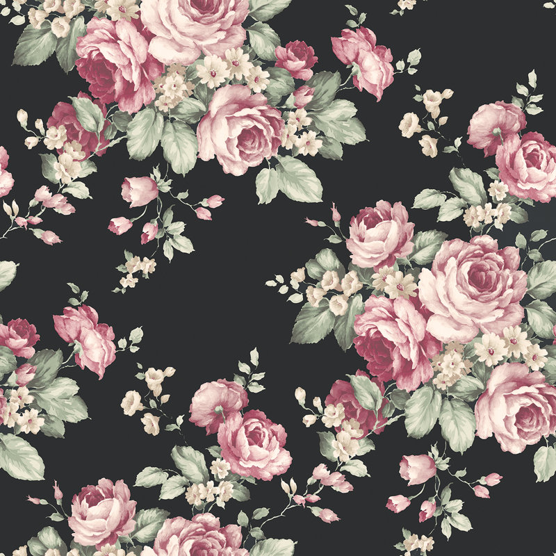 Garretson 10m x 52.8cm Satin Wallpaper Roll, Pink/Black