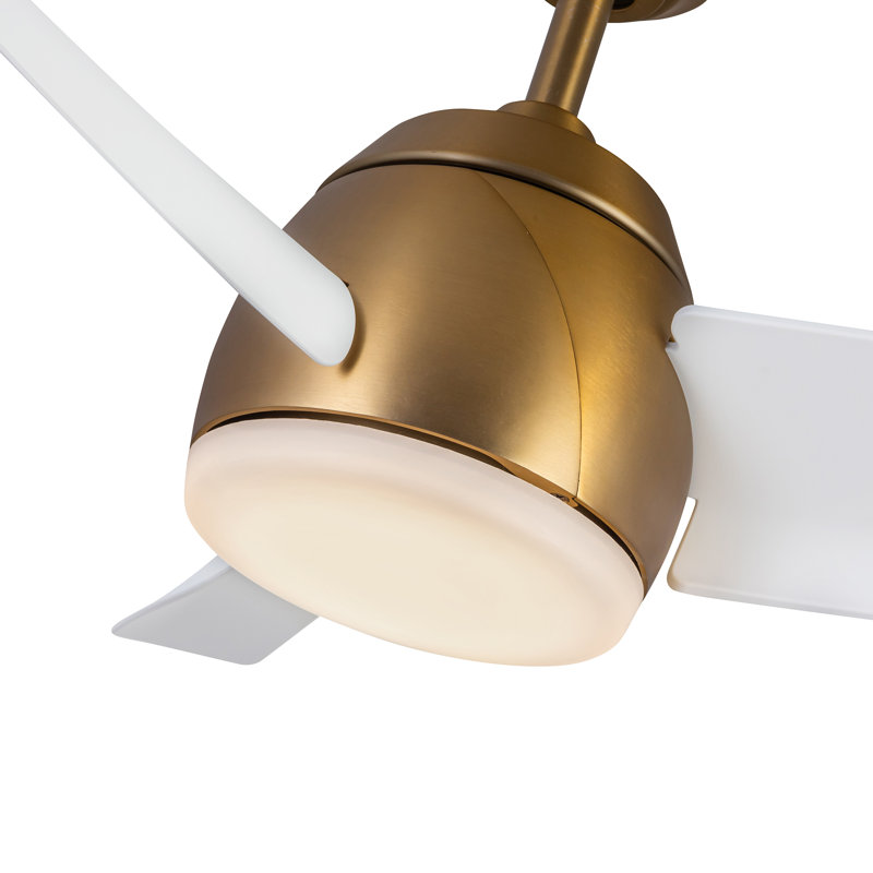 Thalia Smart LED Downrod Ceiling Fan, Brushed Gold, White