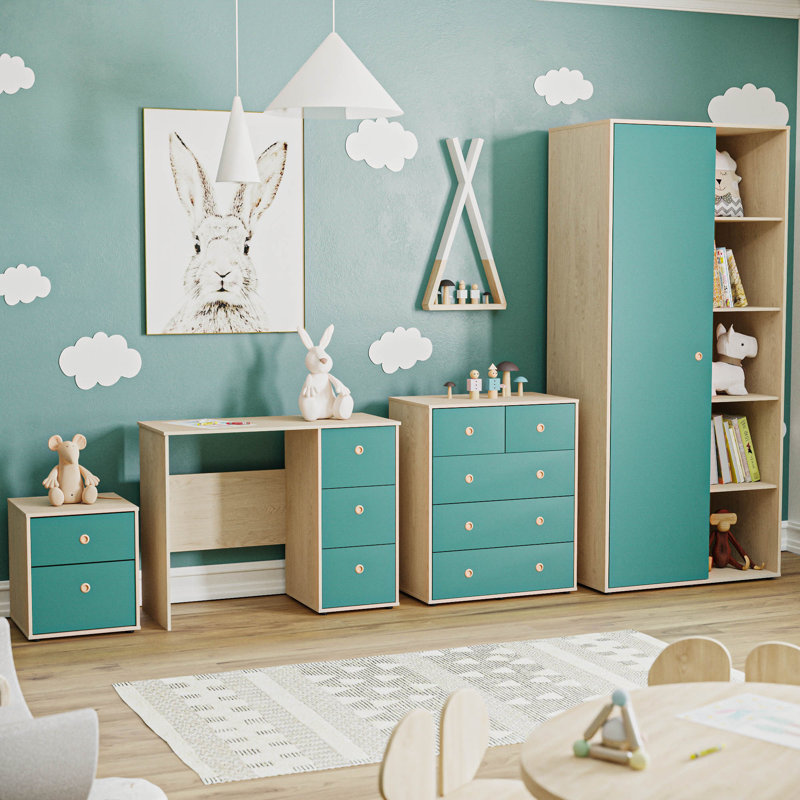 Kaeson Bedroom Set, Blue/Oak