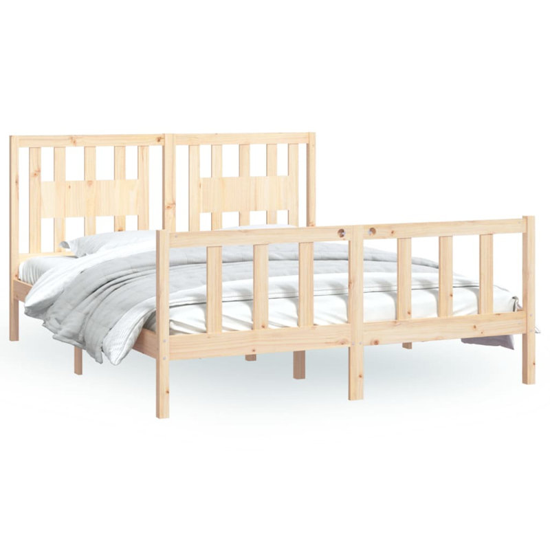 Bed Frame Solid Wood, natural, European Kingsize (160 x 200cm)