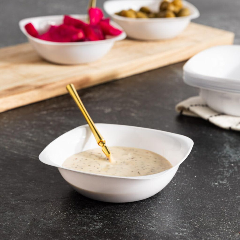 EcoQuality 6oz White Plastic Square Dessert Bowls, Set of 120