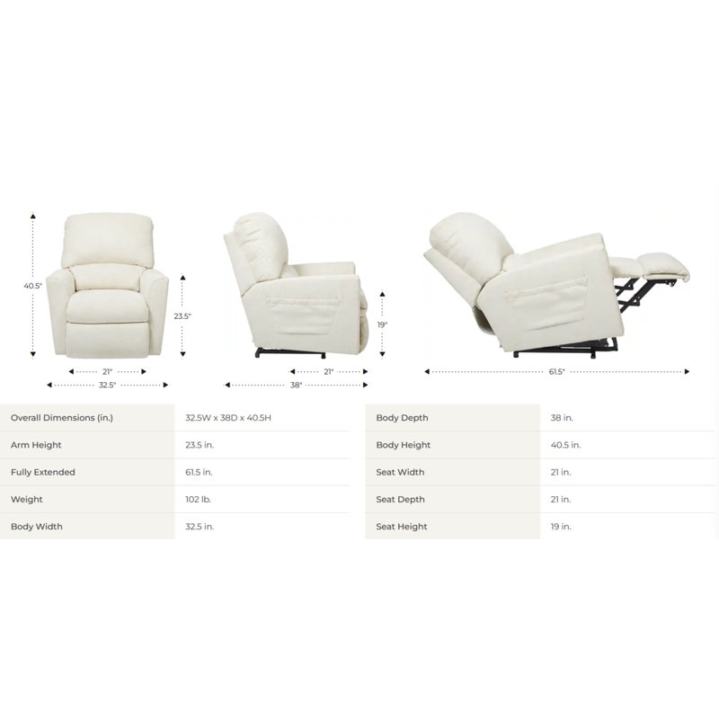 Fauteuil inclinable électrique Jean avec tissu iClean