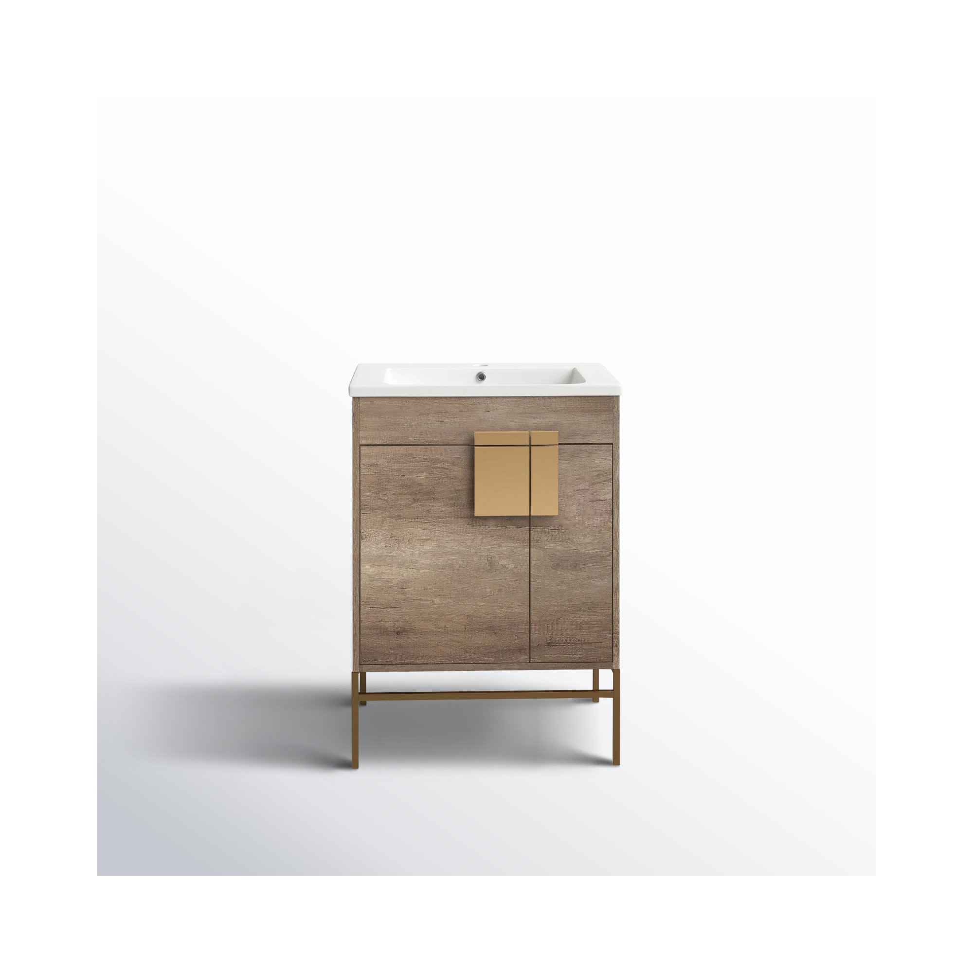 Maisie 24'' Single Bathroom Vanity, Satin Brass, Gray