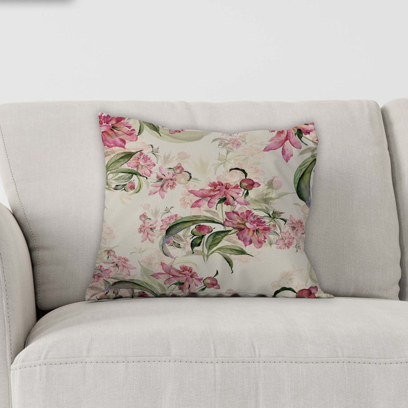 Floral Cotton Blend Reversible Throw Pillow, 18" x 18", Toned