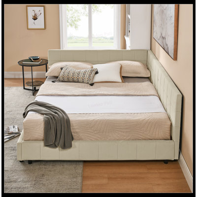 Upholstered Tufted Bed Frame with Comfortable Backrest and Armrests, Velvet Sofa Bed for Bedroom and Living Room by Mercer41
