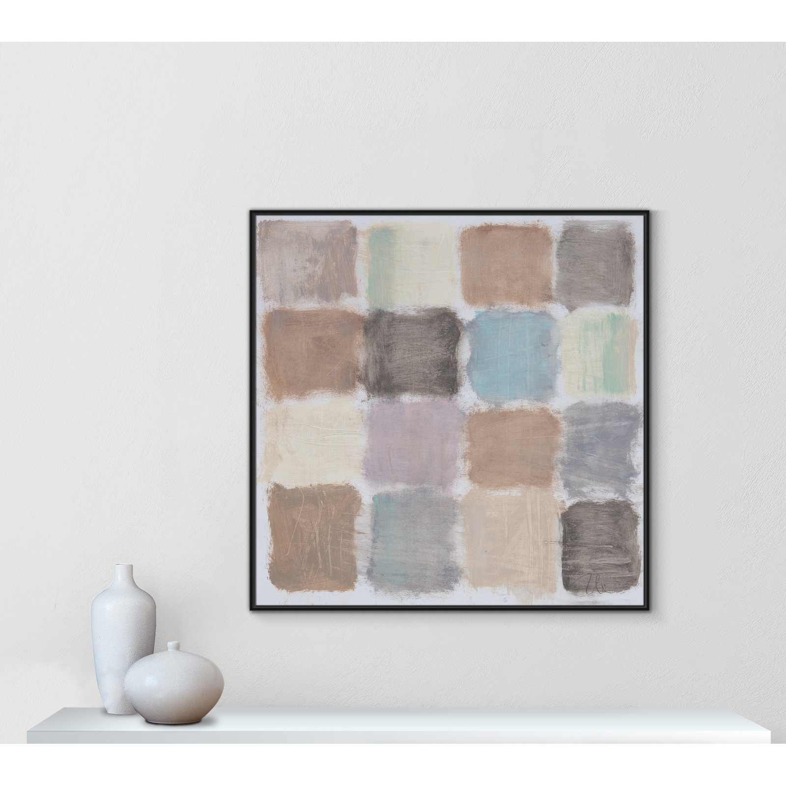 Veasey "Powder Room Reflections" Painting, 46.5" H x 46.5" W x 2" D, Black