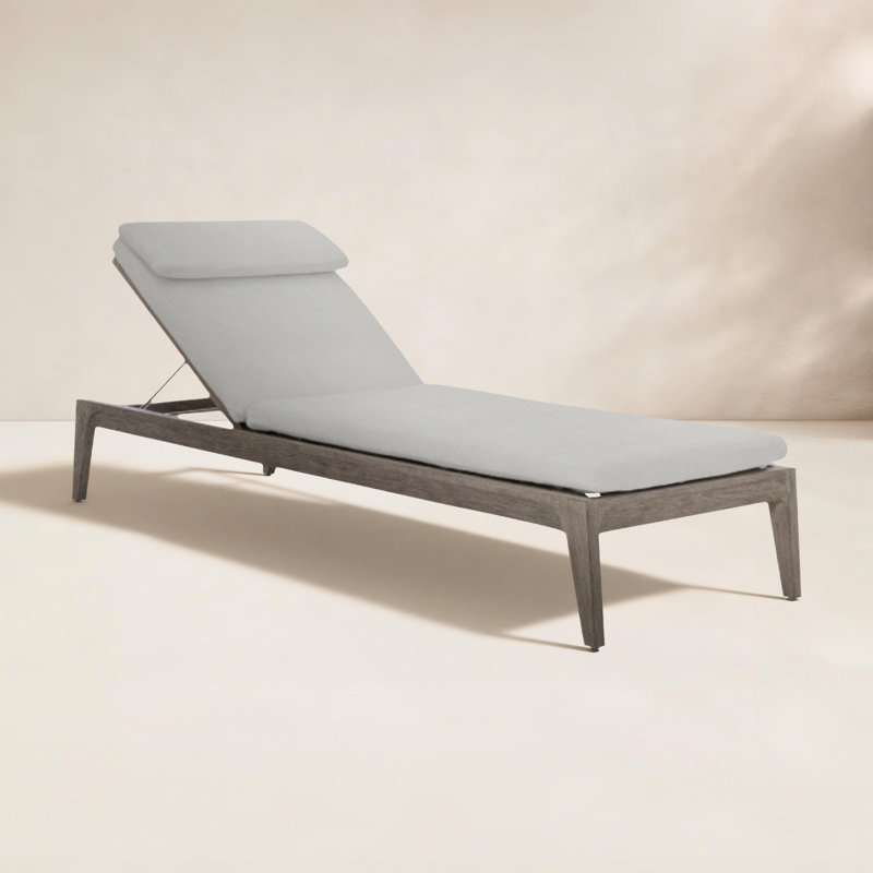 Ibiza Outdoor Teak Chaise Lounge, Light Grey Vinyl 6503-010