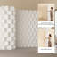 Foldable No Drill Paper Room Divider, 2 Sided Decorative Partition Screen, Fish Scale and Accordion Dual Design, Freestanding Kraft Paper Wall for Privacy & Backdrop