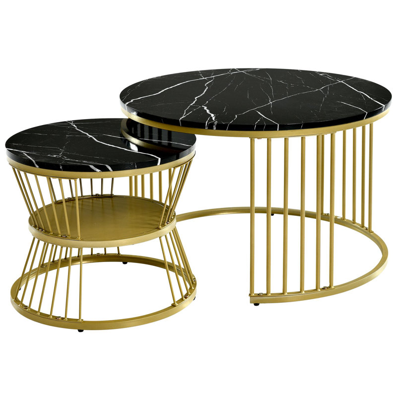 Frame Coffee Table with Storage, Black