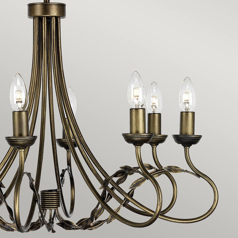 Ballyrashane 8 - Light Candle Style Chandelier, Black/Gold