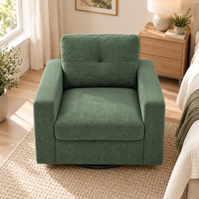 Fauteuil d'appoint pivotant Norellivane à 360° de 91 cm de large, avec tissu texturé, dossier capitonné et accoudoirs droits