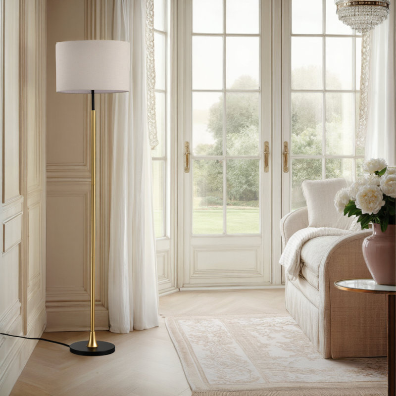 Lampe sur pied 65 po avec abat-jour beige et lampe sur pied industrielle 65 po American Design