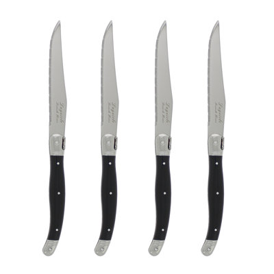 French Home Black Laguiole Steak Knives, 4-Piece Set