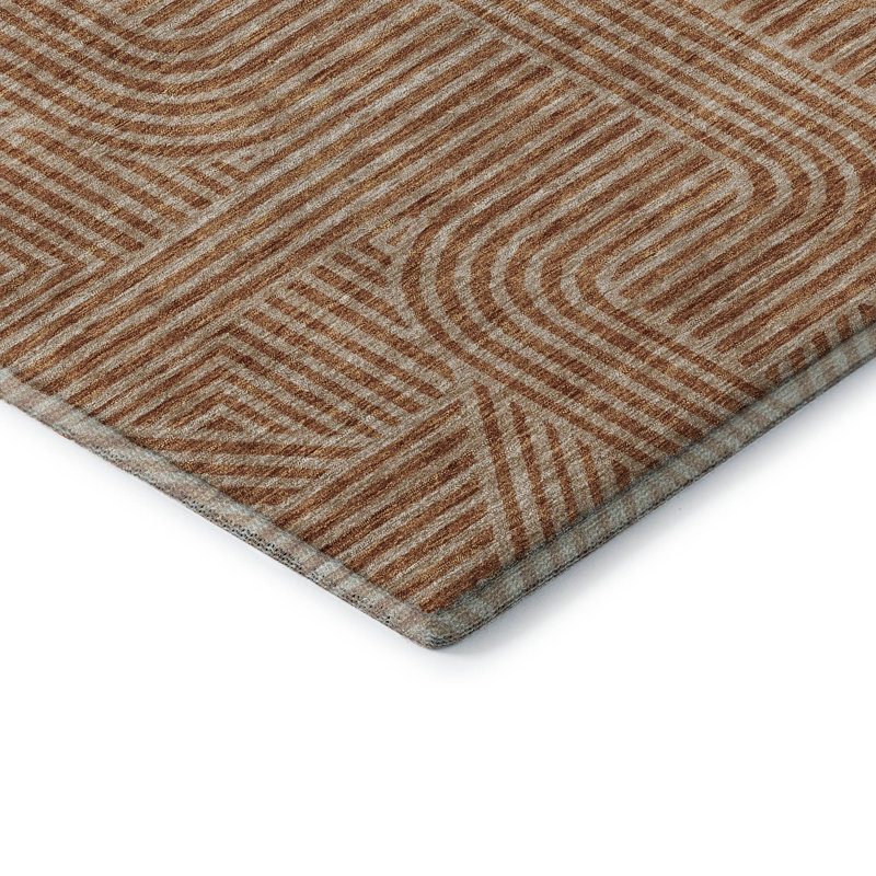 Tapis terre cuite lavable à la machine Premium Prisco, Rond 8 pi