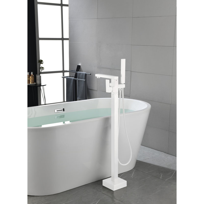 Robinets de baignoire en acier inoxydable durables, fixation au sol moderne avec douche à main