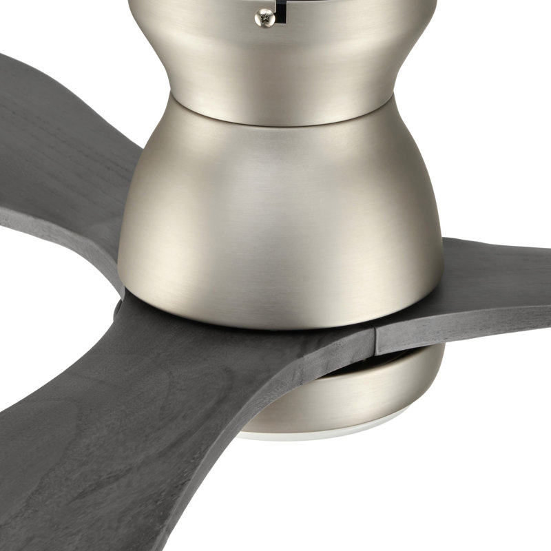 Ventilateur de plafond 42 po à 3 pales encastré moderne avec lumière et télécommande, Nickel, Bois gris