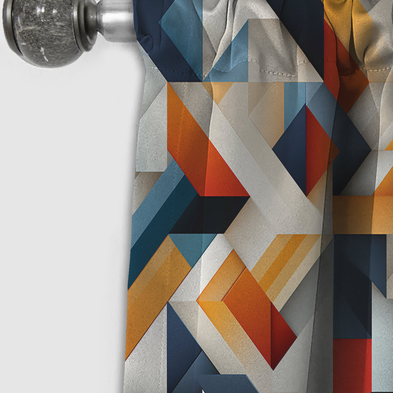 Fusion géométrique orange et gris - Rideau abstrait - Rideau occultant - 1 panneau, L 52 po x L 90 po