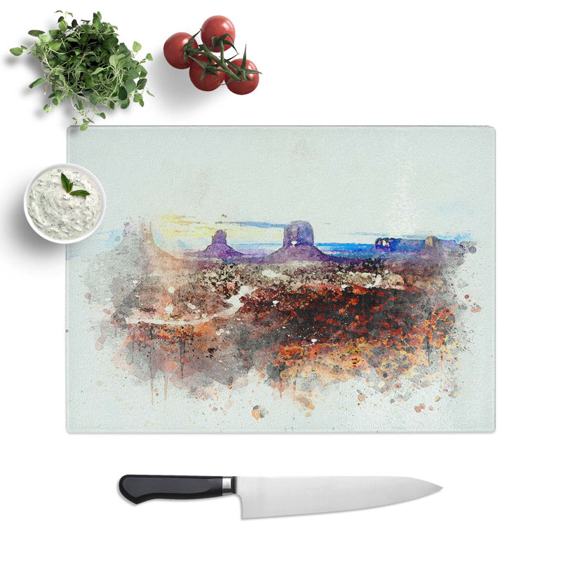 Glass Monument Valley in Abstract Chopping Board, 39 cm W x 28.5 cm L