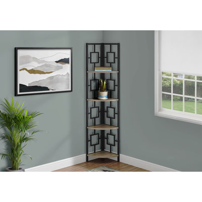 Bibliothèque, bibliothèque, étagère, d'angle, 4 niveaux, h 62 po, bureau, métal stratifié, contemporain, moderne