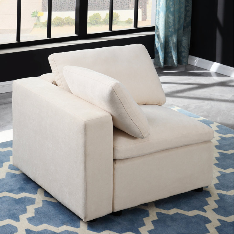 Canapé modulaire pratique et beige en chenille beige - à assembler facilement pour une configuration personnalisée