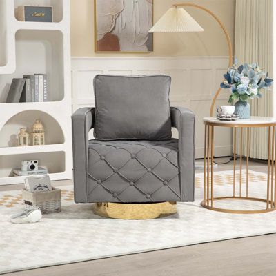 Fauteuil d'appoint pivotant - Un ajout moderne et pratique avec coussin, idéal pour le salon, la chambre à coucher et les espaces de bureau