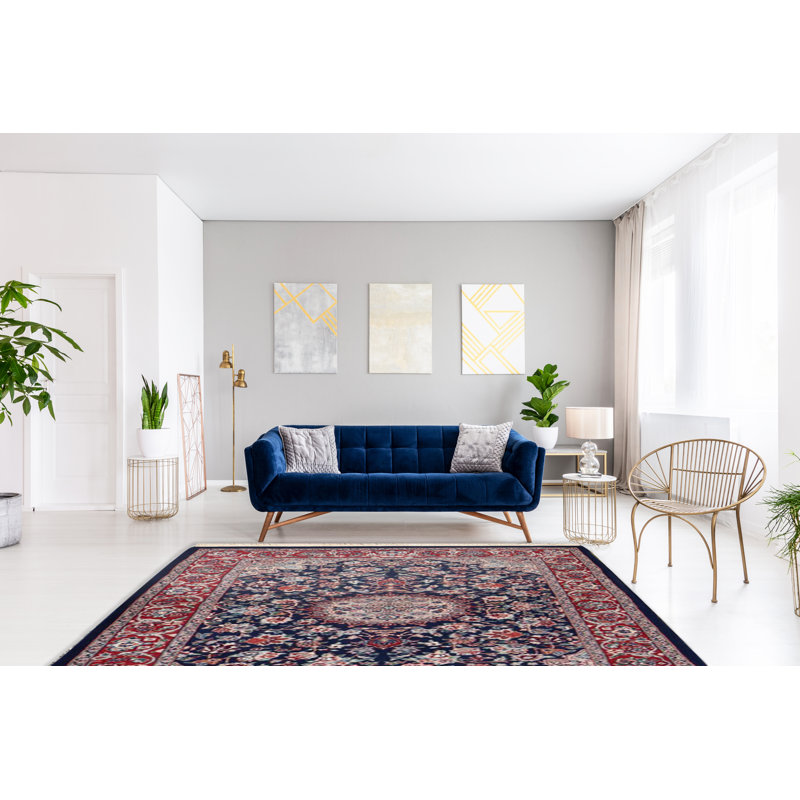 Hand-Knotted High-Quality Navy Area Rug