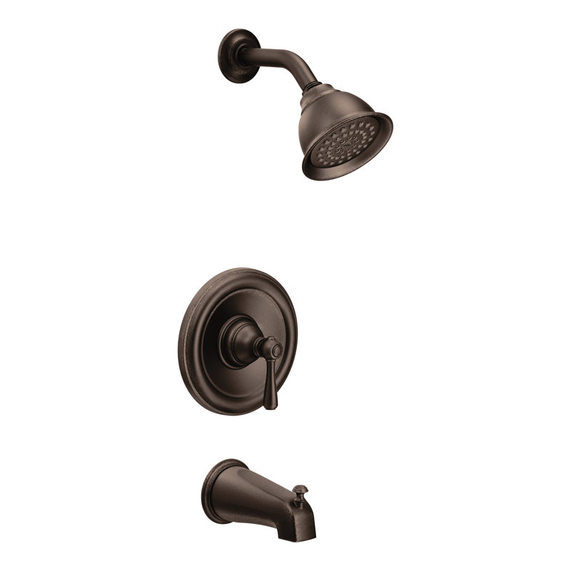 Robinet de baignoire et douche à contrôle de température avec poignée levier Kingsley Posi-Temp, Bronze huilé