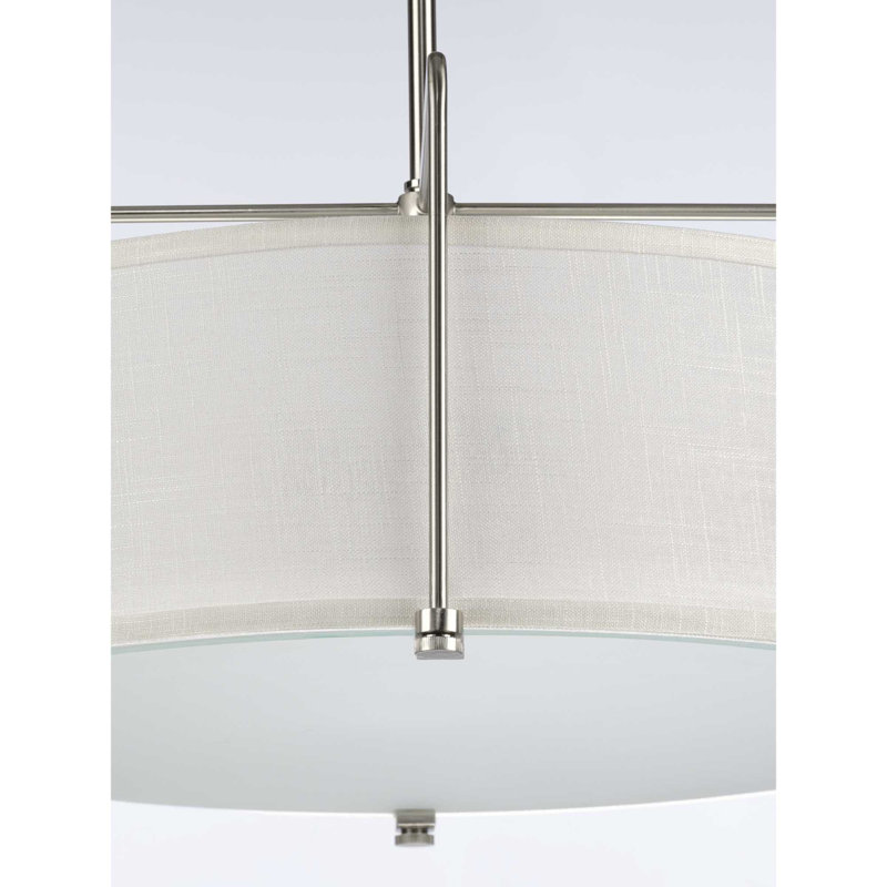 3 - Light Dimmable Drum Chandelier, Brushed Nickel, Summer Linen