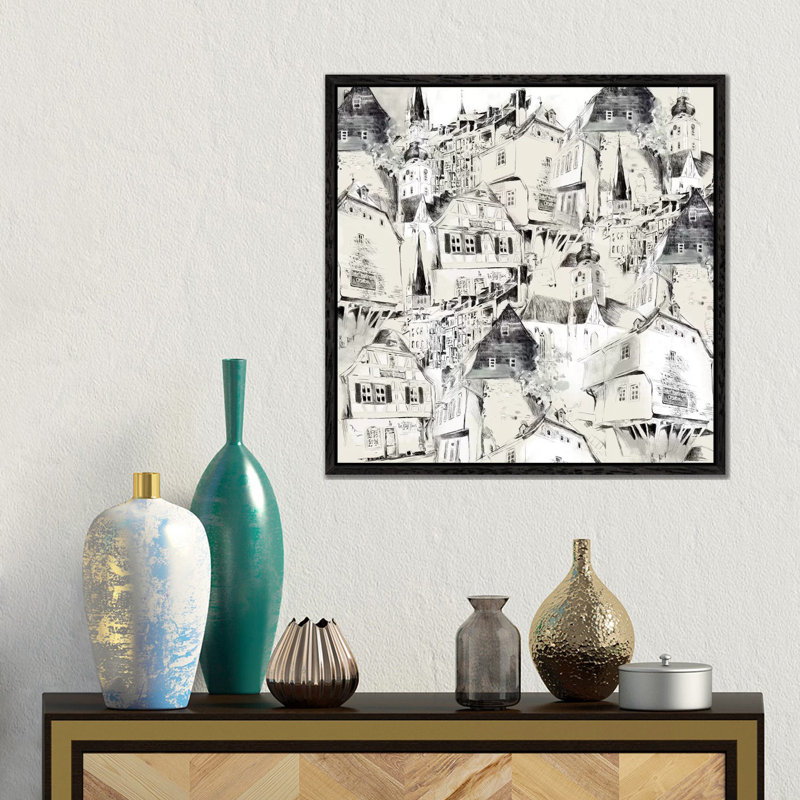 Germany Historical View Bad Kreuznach by Ana Rut Bré - Floater Frame Gallery-Wrapped Canvas Giclée on Canvas, Black