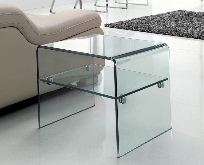 Glass Top Sled End Table