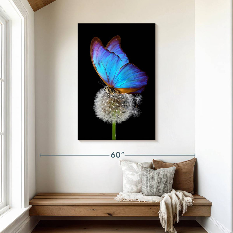 Brampt Blue Morpho On Dandelion, 45" H x 30" W