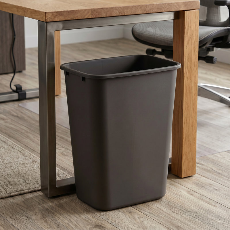 Poubelle rectangulaire en plastique 10 gallons, Brun