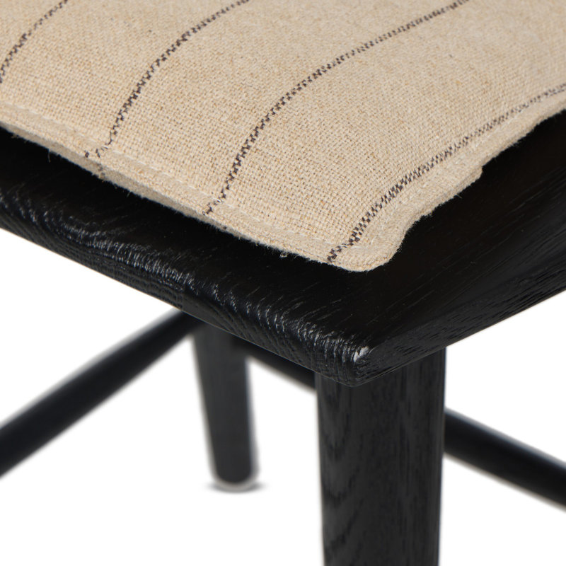 Lewis Windsor Stool With Cushion-Black Oak-Counter, Counter Stool (25.02” Seat Height), Black Oak