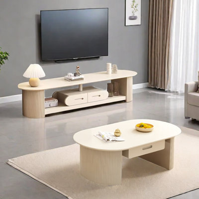 Ensemble de table de salon en bois massif 2 pièces Simiyah